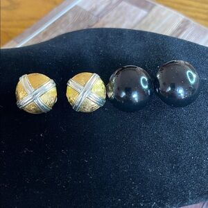 Gold and Black Button Earrings